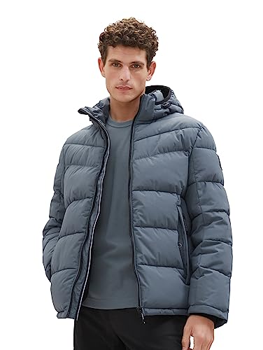 TOM TAILOR Herren 1037339 Puffer-Jacke mit Kapuze, 32506-dusty Dark Teal, XXL von TOM TAILOR