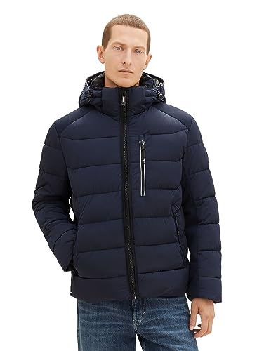 TOM TAILOR Herren 1037342 Puffer-Jacke mit Abnehmbarer Kapuze, 10668-sky Captain Blue, XXL von TOM TAILOR