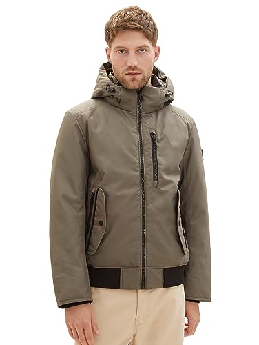 TOM TAILOR Herren 1037343 Blouson Winterjacke mit Abnehmbarer Kapuze, 32097-smokey Olive Green, L von TOM TAILOR