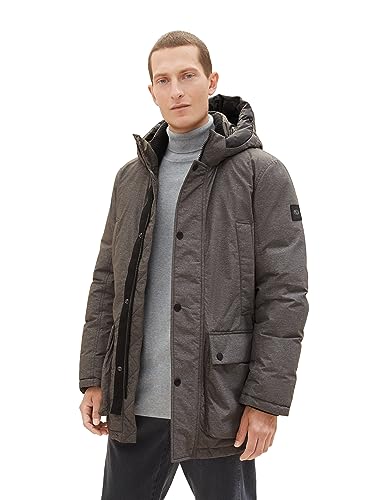 TOM TAILOR Herren 1037347 Arctic Winterpaka mit Abnehmbarer Kapuze, 13101-Grey Structure Puffer, L von TOM TAILOR