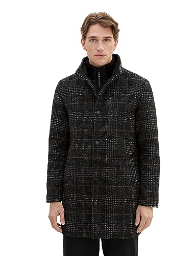 TOM TAILOR Herren 1037349 2-in-1 Wollmantel mit integrierter Innenjacke, 32524-dark Grey Wool Check, L von TOM TAILOR