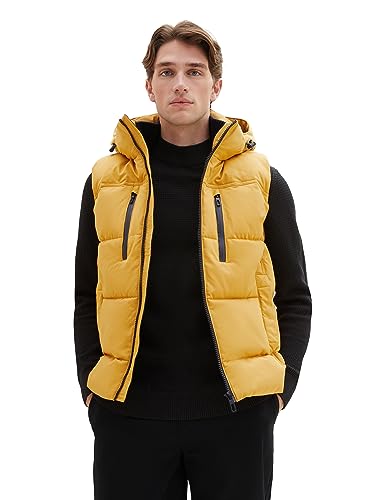 TOM TAILOR Herren 1037355 Puffer Steppweste mit Abnehmbarer Kapuze, 10533-golden Fall, XXXL von TOM TAILOR