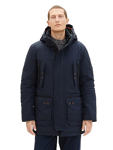 TOM TAILOR Herren 1037356 Winterparka mit Abnehmbarer Kapuze, 10668-sky Captain Blue, S von TOM TAILOR