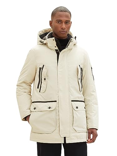 TOM TAILOR Herren 1037356 Winterparka mit Abnehmbarer Kapuze, 26199-beige Alfalfa, L von TOM TAILOR