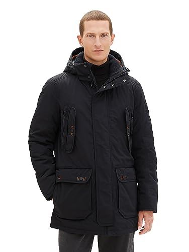 TOM TAILOR Herren 1037356 Winterparka mit Abnehmbarer Kapuze, 29999-Black, XL von TOM TAILOR