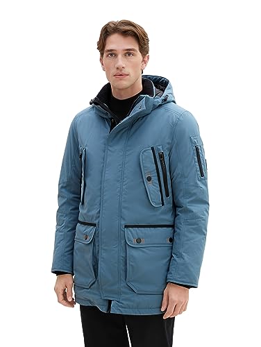 TOM TAILOR Herren 1037356 Winterparka mit Abnehmbarer Kapuze, 32506-dusty Dark Teal, M von TOM TAILOR