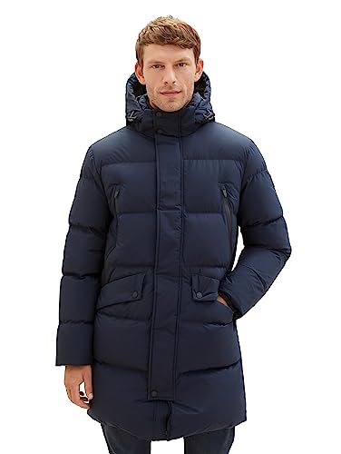 TOM TAILOR Herren 1037357 Recycled Down Puffer-Parka mit Abnehmbarer Kapuze, 10668-sky Captain Blue, XL von TOM TAILOR