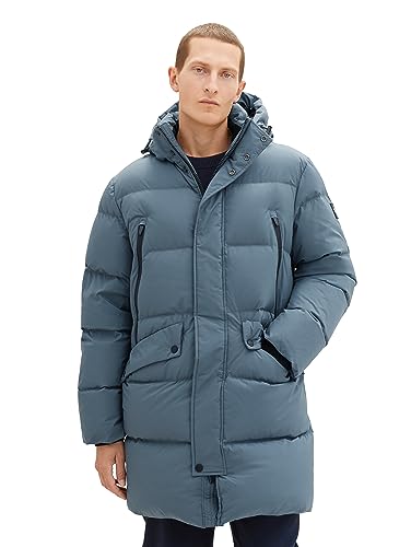 TOM TAILOR Herren 1037357 Recycled Down Puffer-Parka mit Abnehmbarer Kapuze, 32506-dusty Dark Teal, M von TOM TAILOR