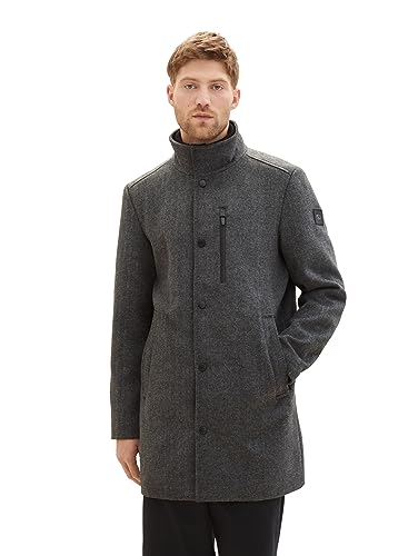 TOM TAILOR Herren 1037362 2-in-1 Wollmantel mit integrierter Innenjacke, 30500-dark Grey Black Herringbone, XXXL von TOM TAILOR