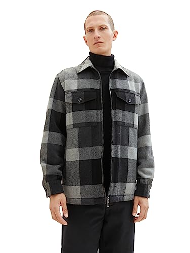 TOM TAILOR Herren 1037405 Flanell Karo-Jacke mit Teddyfell im Innenfutter, 32533-dark Tonal Check, M von TOM TAILOR