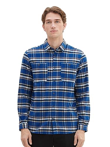 TOM TAILOR Herren 1037434 Comfort Fit Karo-Hemd mit aufgesetzten Brusttaschen, 32276-blue Colorful Check, XXXL von TOM TAILOR