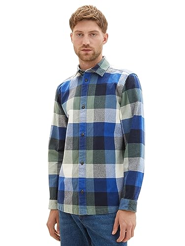 TOM TAILOR Herren 1037448 Overshirt Hemd mit großem Karo-Muster aus Baumwolle, 32311-blue Colorful Block Check, L von TOM TAILOR