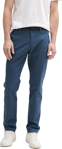 TOM TAILOR Herren 1037547 Slim Fit Stretch Chino Hose mit Gürtel, 37141-Stormy Blue Navy Zig Zag, M von TOM TAILOR