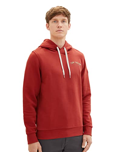TOM TAILOR Herren 1037751 Sweatshirt Hoodie mit Logo-Print, 14302-velvet red, XXL von TOM TAILOR
