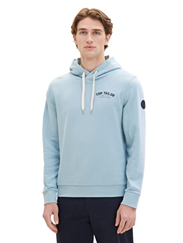 TOM TAILOR Herren 1037751 Sweatshirt Hoodie mit Logo-Print, 30463-dusty Mint Blue, XXXL von TOM TAILOR