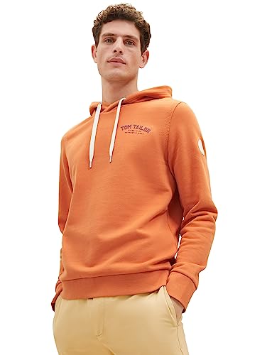 TOM TAILOR Herren 1037751 Sweatshirt Hoodie mit Logo-Print, 32243-tomato Cream orange, XXL von TOM TAILOR