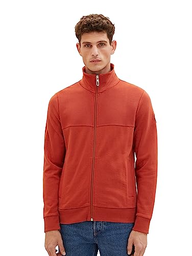 TOM TAILOR Herren 1037763 Sweatjacke mit Stehkragen, 14302-velvet red, L von TOM TAILOR