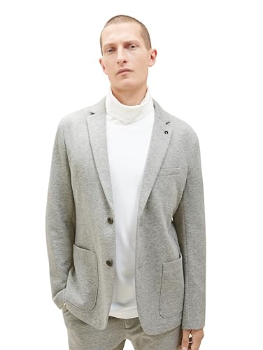 TOM TAILOR Herren 1037796 Jersey Piqué Sakko mit Stretch, 12035-Grey Heather Melange, 48 von TOM TAILOR