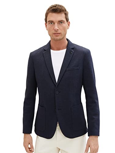 TOM TAILOR Herren 1037796 Jersey Piqué Sakko mit Stretch, 32850-blue Classic Melange, 46 von TOM TAILOR