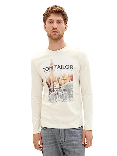 TOM TAILOR Herren 1037812 Longsleeve mit Fotoprint aus Baumwolle, 18592-vintage beige, L TOM TAILOR Herren 1037812 Longsleeve mit Fotoprint aus Baumwolle, 18592-vintage beige, L von TOM TAILOR