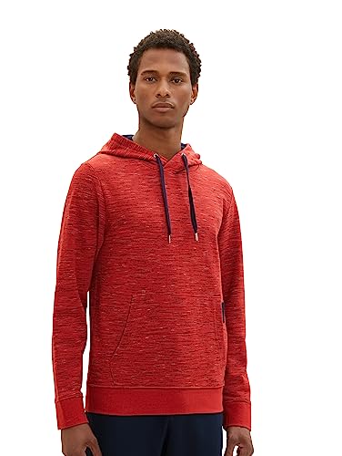 TOM TAILOR Herren 1037833 Basic Hoodie Optik, 32436-velvet red Soft Spacedye, XXL von TOM TAILOR