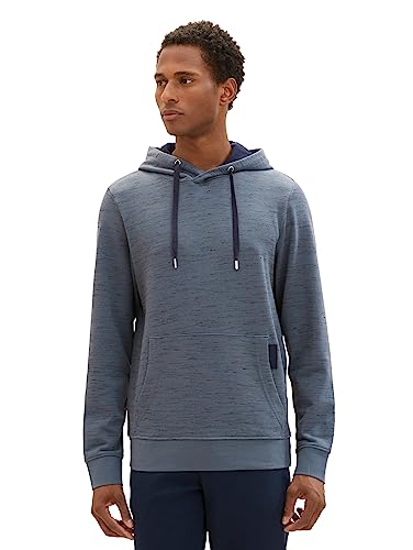 TOM TAILOR Herren 1037833 Basic Hoodie Optik, 32437-dusty Dark Teal Spacedye, L von TOM TAILOR