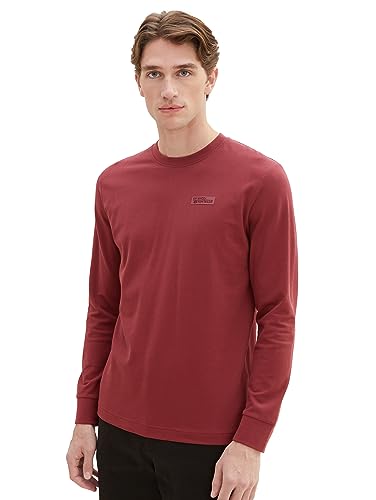 TOM TAILOR Herren 1037841 Klassisches Langarmshirt mit Piqué-Struktur, 32220-burned Bordeaux red, XXXL von TOM TAILOR