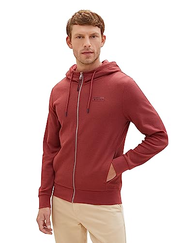 TOM TAILOR Herren 1037843 Klassische Reißverschlussjacke mit Kapuze, 32220-burned Bordeaux red, XL von TOM TAILOR