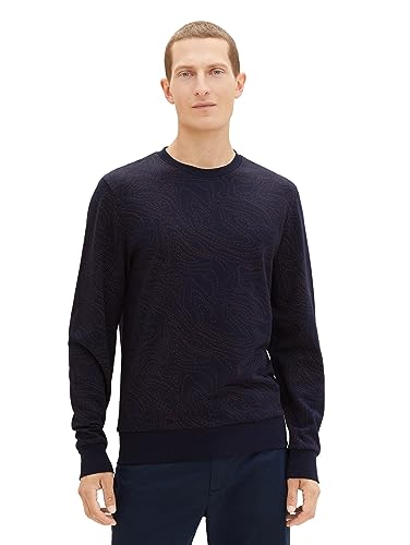 TOM TAILOR Herren 1037854 Basic Sweatshirt mit Allover-Print, 32455-sky Captain Blue line Design, XXL TOM TAILOR Herren 1037854 Basic Sweatshirt mit Allover-Print, 32455-sky Captain Blue line Design, XXL von TOM TAILOR