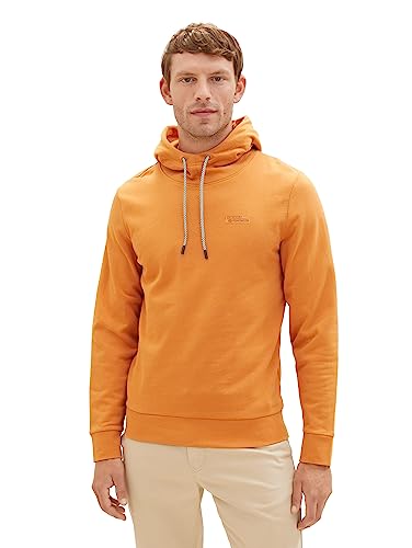 TOM TAILOR Herren 1037855 Basic Hoodie mit Logo-Print, 32243-tomato Cream orange, XL von TOM TAILOR