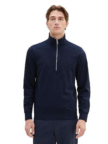 TOM TAILOR Herren 1037857 Troyer Sweatshirt mit Cutline-Optik, 10668-sky Captain Blue, XXL von TOM TAILOR