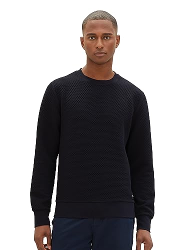 TOM TAILOR Herren 1037860 Basic Sweatshirt mit feiner Struktur, 10668-sky Captain Blue, L von TOM TAILOR