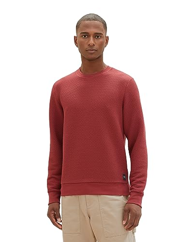 TOM TAILOR Herren 1037860 Basic Sweatshirt mit feiner Struktur, 32220-burned Bordeaux red, M von TOM TAILOR