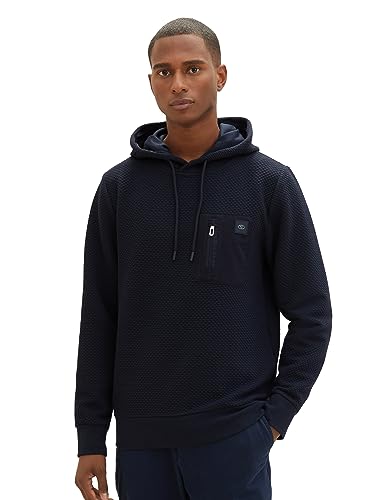 TOM TAILOR Herren 1037861 Hoodie mit feiner Struktur, 10668-sky Captain Blue, M von TOM TAILOR