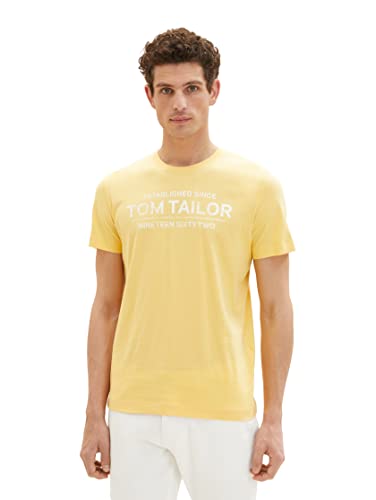 TOM TAILOR Herren T-Shirt mit Logo-Print, 16719 - Corn Yellow, XXXL von TOM TAILOR