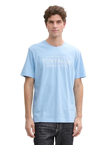 TOM TAILOR Herren 1037982 T-Shirt, 32245-Washed Out Middle Blue, M von TOM TAILOR