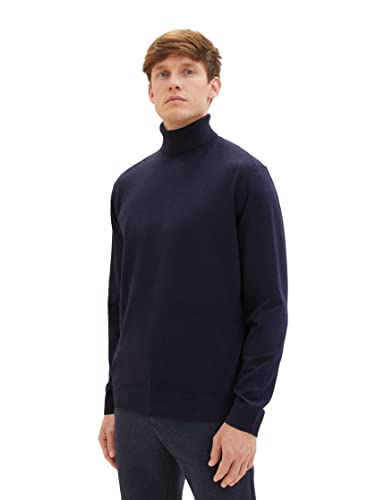 TOM TAILOR Herren 1038195 Cosy Rollkragen-Pullover, 13160-Knitted Navy Melange, S von TOM TAILOR