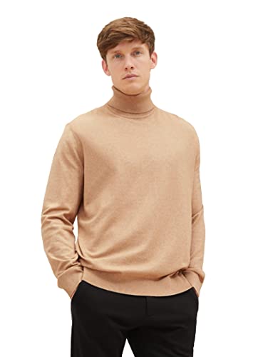 TOM TAILOR Herren 1038195 Cosy Rollkragen-Pullover, 32722-beach Sand Melange, XL von TOM TAILOR