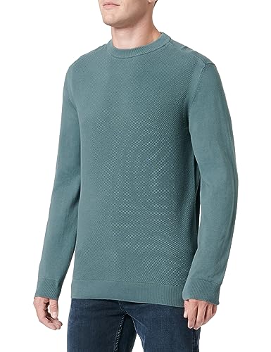 TOM TAILOR Herren 1038198 Basic Crewneck Strickpullover aus Baumwolle, 32506-dusty Dark Teal, M von TOM TAILOR