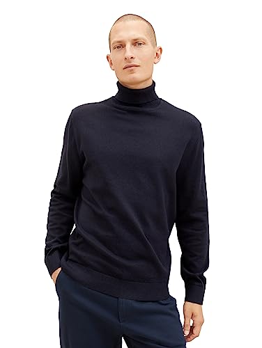 TOM TAILOR Herren 1038202 Basic Rollkragen-Pullover aus Baumwolle, 13160-Knitted Navy Melange, M von TOM TAILOR