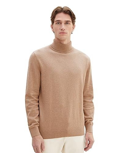 TOM TAILOR Herren 1038202 Basic Rollkragen-Pullover aus Baumwolle, 31089-hazel Brown Melange, XXXL von TOM TAILOR