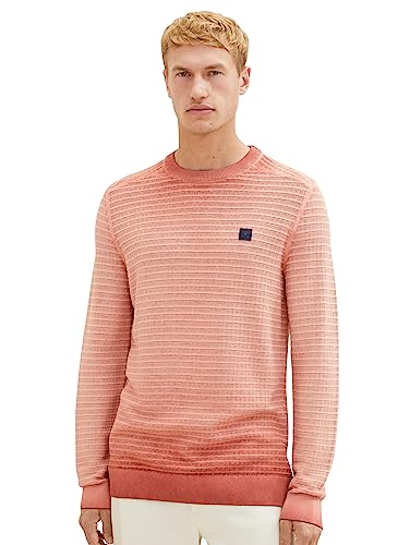 TOM TAILOR Herren 1038203 Washed Look Strickpullover aus Baumwolle, 14302-velvet red, L von TOM TAILOR