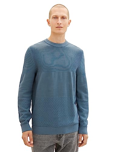 TOM TAILOR Herren 1038212 Crewneck Strickpullover aus Baumwolle, 32506-dusty Dark Teal, L von TOM TAILOR