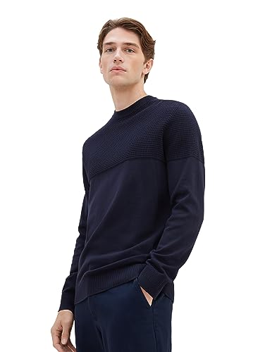 TOM TAILOR Herren 1038221 Strick-Pullover aus Baumwolle, 10668-sky Captain Blue, M von TOM TAILOR