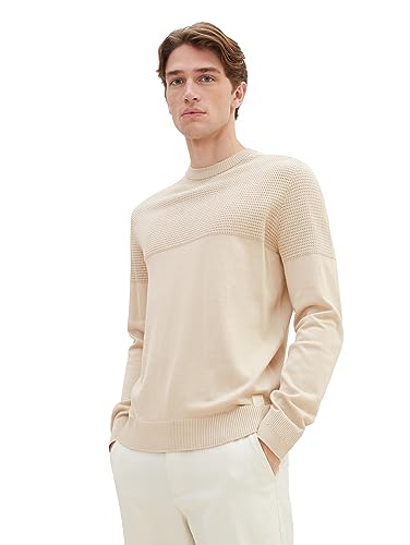 TOM TAILOR Herren 1038221 Strick-Pullover aus Baumwolle, 26199-beige Alfalfa, XXXL von TOM TAILOR