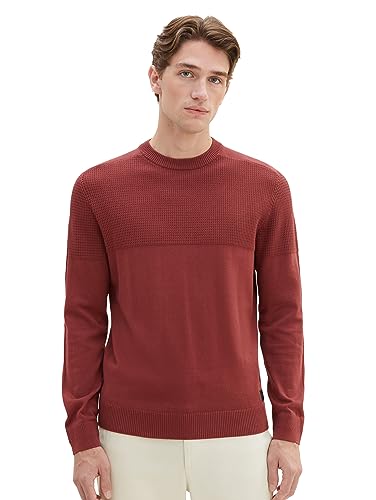 TOM TAILOR Herren 1038221 Strick-Pullover aus Baumwolle, 32220-burned Bordeaux red, L von TOM TAILOR