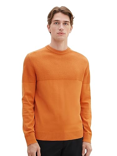 TOM TAILOR Herren 1038221 Strick-Pullover aus Baumwolle, 32243-tomato Cream orange, XXXL von TOM TAILOR