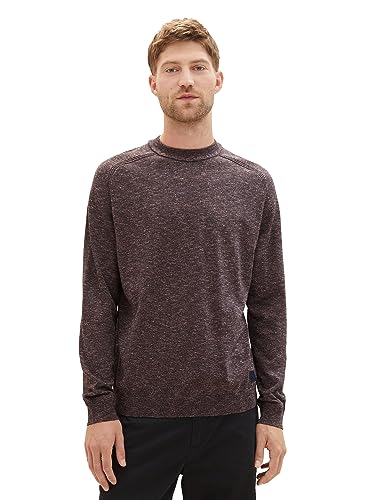 TOM TAILOR Herren 1038234 Crewneck Strick-Pullover in Melange-Optik, 32729-bordeaux Navy Twotone Grindle, XL von TOM TAILOR