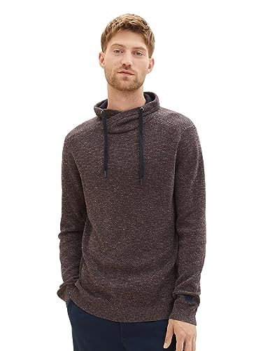 TOM TAILOR Herren 1038235 Snood Strick-Pullover mit Kordelzug, 32729-bordeaux Navy Twotone Grindle, L von TOM TAILOR