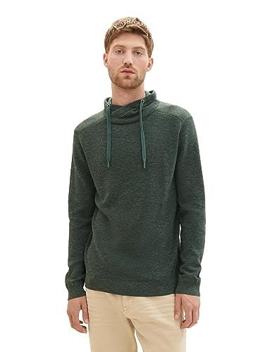 TOM TAILOR Herren 1038235 Snood Strick-Pullover mit Kordelzug, 32748-green dust Twotone Grindle, L von TOM TAILOR